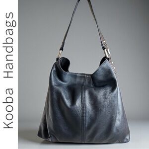 KOOBA BLACK PEBBLED LEATHER SLOUCHY HOBO SHOULDER BAG BOHO LUXE MINIMALIST